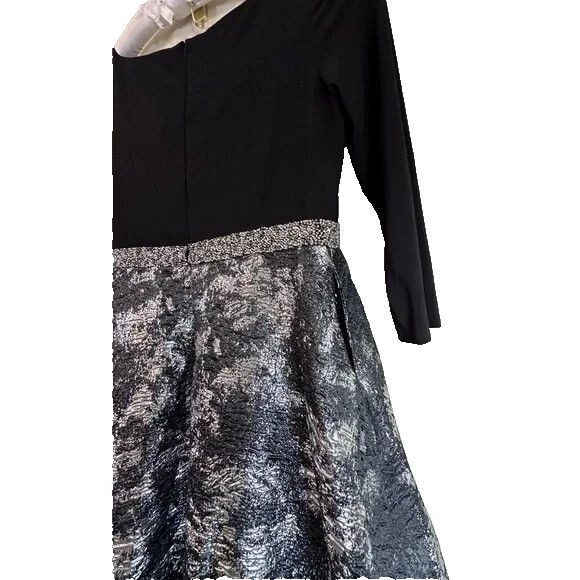 MAC DUGGAL STRETCH‎ TOP BROCADE BALL GOWN BLACK SILVER NEW 67741 SZ 24W - Picture 6 of 7